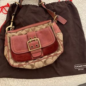 Coach vintage brown signature C w/ burgundy suede